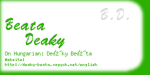 beata deaky business card